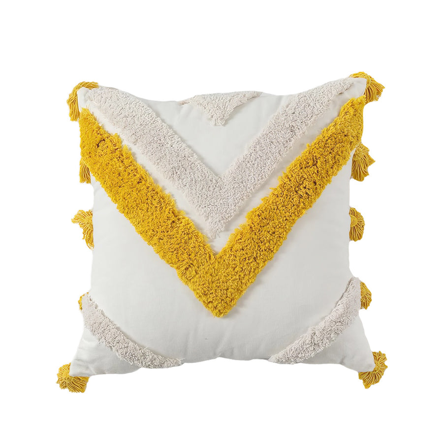 Roomtery Blue & Yellow Themed Tufted Cushion Cover