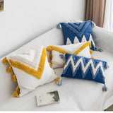 Roomtery Blue & Yellow Themed Tufted Cushion Cover, view 5