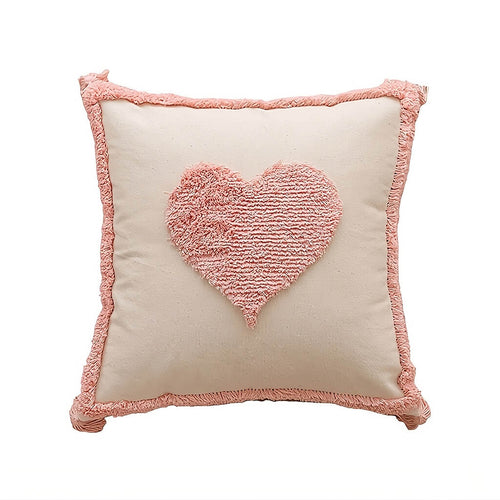Roomtery Blush Heart Tufted Throw Pillow Cover
