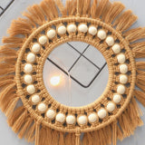 Roomtery Boho Aesthetic Brown Macrame Mirror, view 2