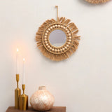 Roomtery Boho Aesthetic Brown Macrame Mirror, view 4