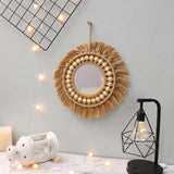 Roomtery Boho Aesthetic Brown Macrame Mirror, view 5