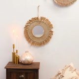 Roomtery Boho Aesthetic Brown Macrame Mirror, view 6