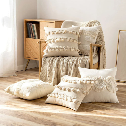 Roomtery Boho Tassels Tufted Cushion Cover