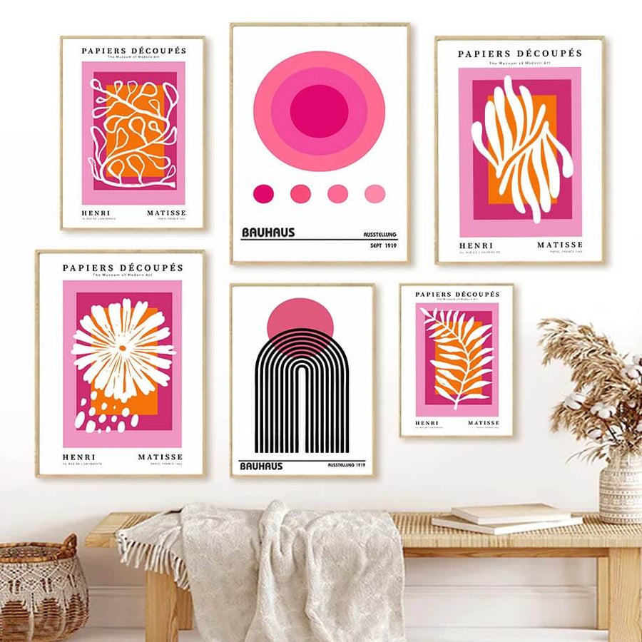 Roomtery Bright Pink Art Collage Canvas Posters