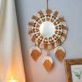Roomtery Brown & Beige Macrame Fringe Wall Mirror, view 6