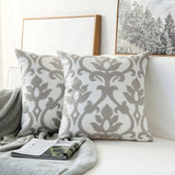 Roomtery Brownish Grey Embroidered Cushion Cover, view 2