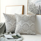 Roomtery Brownish Grey Embroidered Cushion Cover, view 6