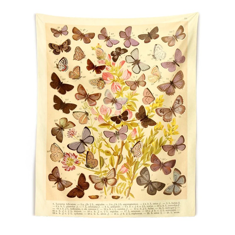 Roomtery Butterflies Species Botanical Tapestry