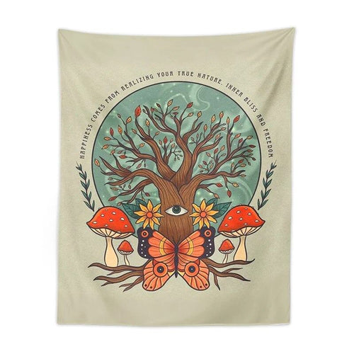 Roomtery Butterfly, Mushroom and Tree Tapestry