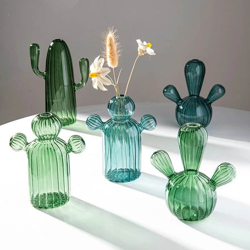 Roomtery Cactus Shaped Glass Vase
