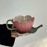 Roomtery Ceramic Flower Cup & Leaf Saucer Set, view 3