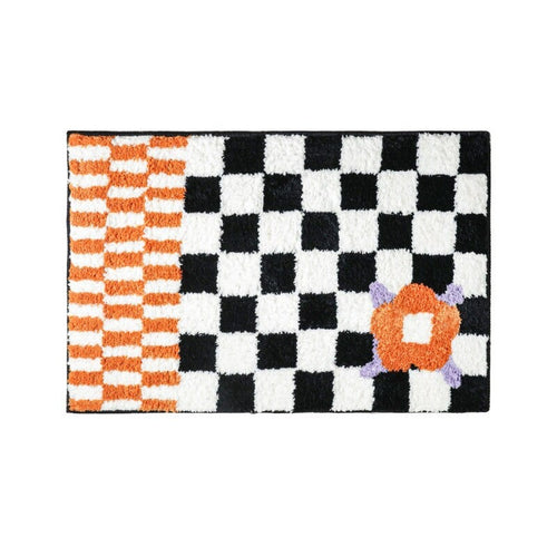 Roomtery Checkerboard Flower Accent Rug