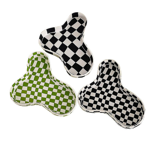 Roomtery Checkered Ceramic Jewelry Organizer