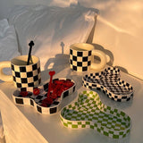 Roomtery Checkered Ceramic Jewelry Organizer, view 2
