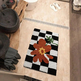 Roomtery Checkered Orange Flower Accent Rug, view 2