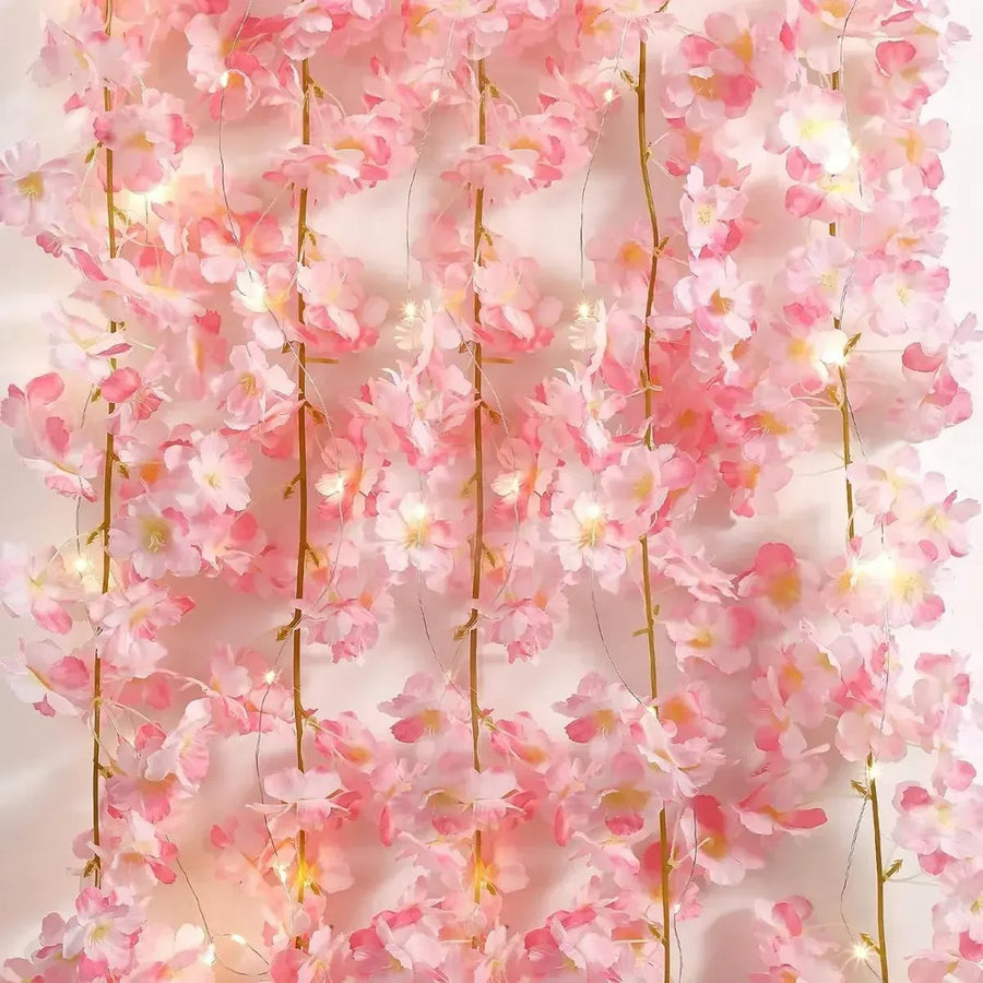 Roomtery Cherry Blossom Flower Garland String Lights