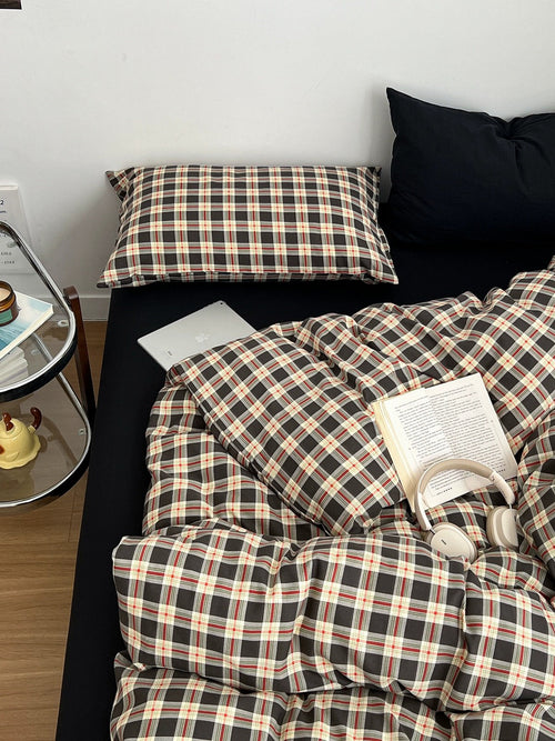 Roomtery Christmas Plaid Print Bedding Set