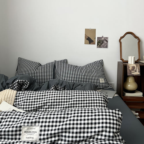 Roomtery Classic Black Gingham Bedding Set