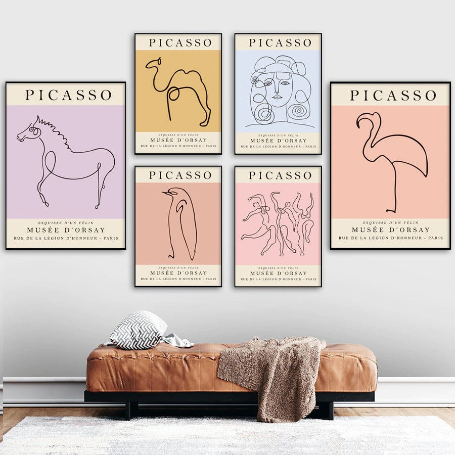 Roomtery Colored Picasso Outlines Canvas Posters