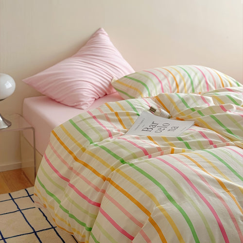 Roomtery Colorful Pastel Stripes Bedding Set