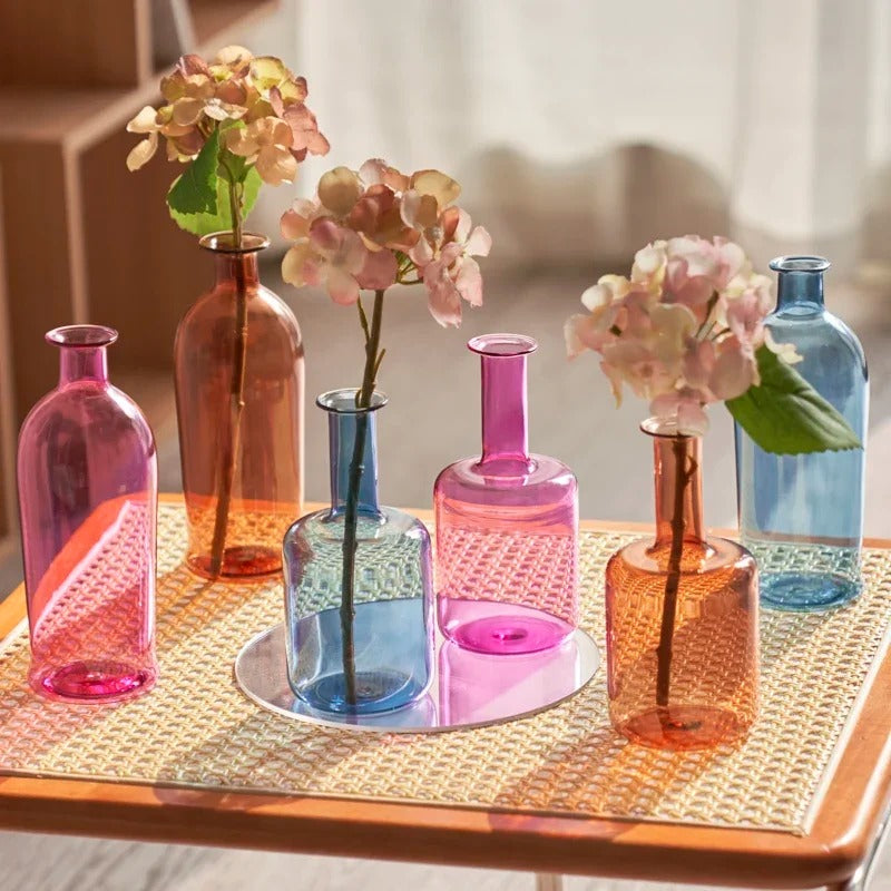 Roomtery Colorful Vintage Bottle Glass Vase