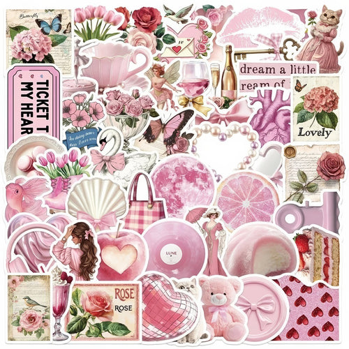 Roomtery Coquette Aesthetic Pink Sticker Pack