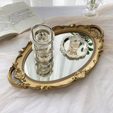 Roomtery Coquette Aesthetic Vintage Mirrored Oval Tray, view 3