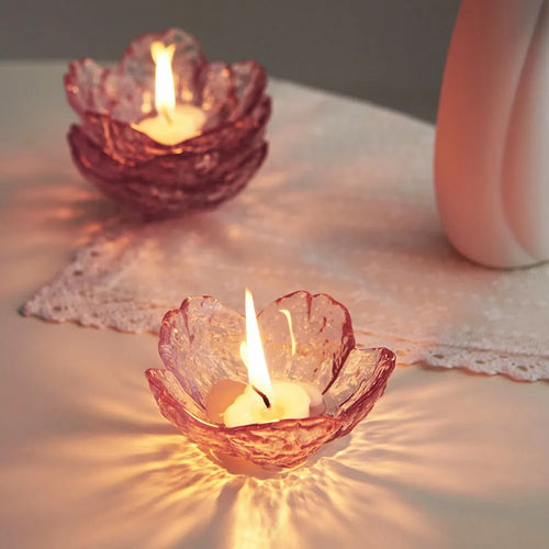 Roomtery Coquette Pink Flower Candle Holder