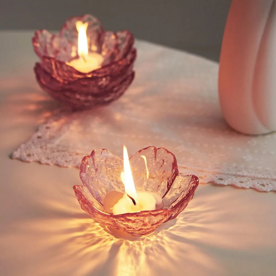 Roomtery Coquette Pink Flower Candle Holder