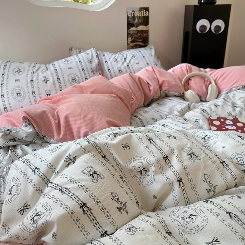 Roomtery Coquette Print Dusty Pink Bedding Set