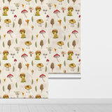 Roomtery Cottagecore Vintage Mushrooms Print Removable Wallpaper, view 2