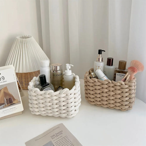 Roomtery Cotton Rope Woven Desk Storage Basket