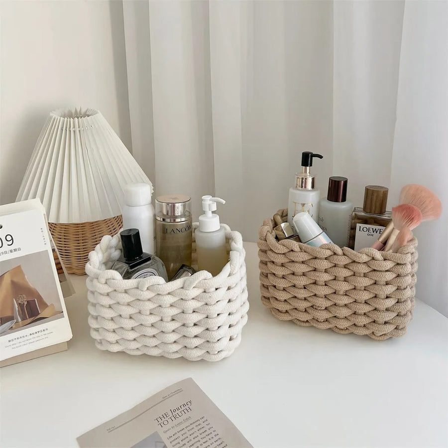Roomtery Cotton Rope Woven Desk Storage Basket