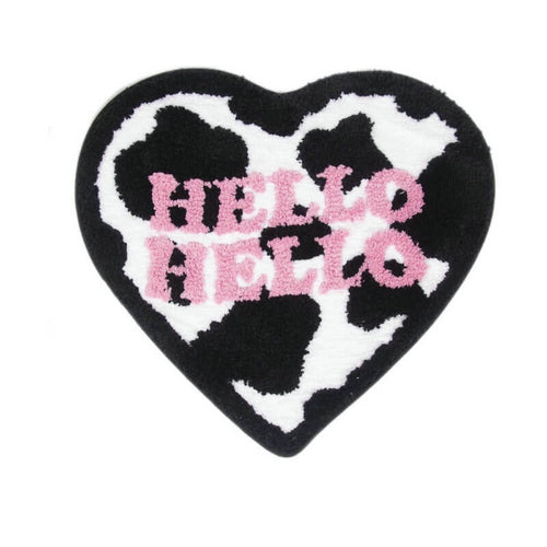 Roomtery Cow Print Heart Shaped Accent Rug