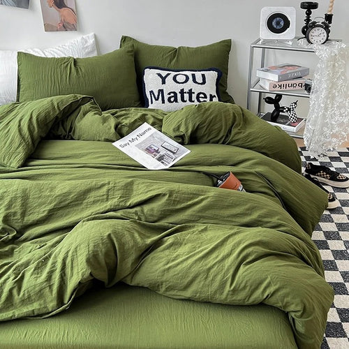 Roomtery Crumpled Solid Color Sheets Bedding Set