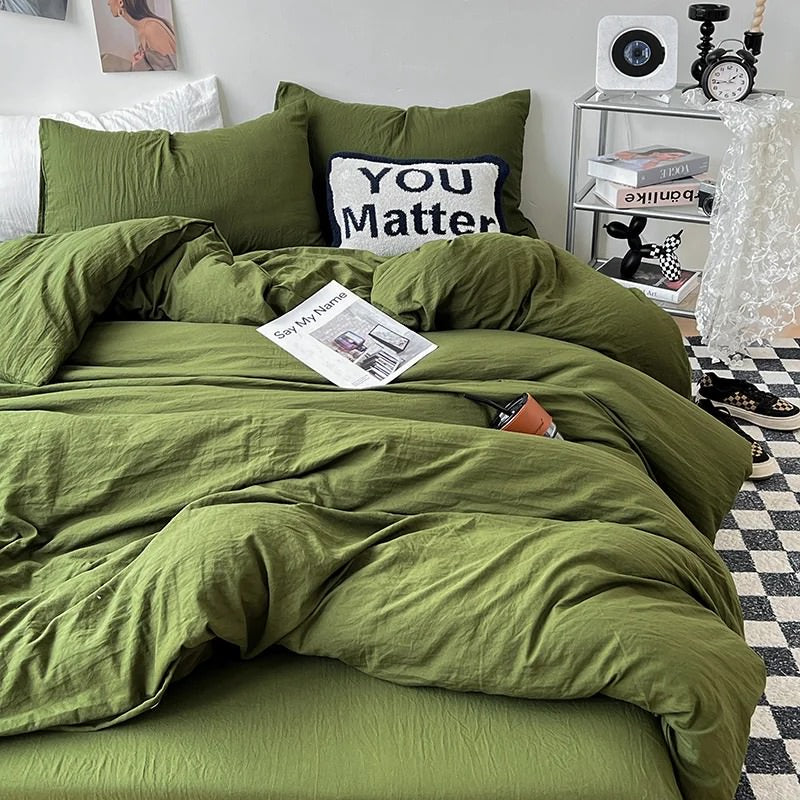 Roomtery Crumpled Solid Color Sheets Bedding Set
