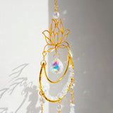 Roomtery Crystal Lotus Suncatcher with Moon Pendant, view 2