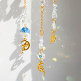 Roomtery Crystal Lotus Suncatcher with Moon Pendant, view 3