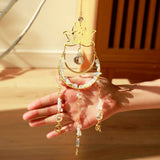 Roomtery Crystal Lotus Suncatcher with Moon Pendant, view 4