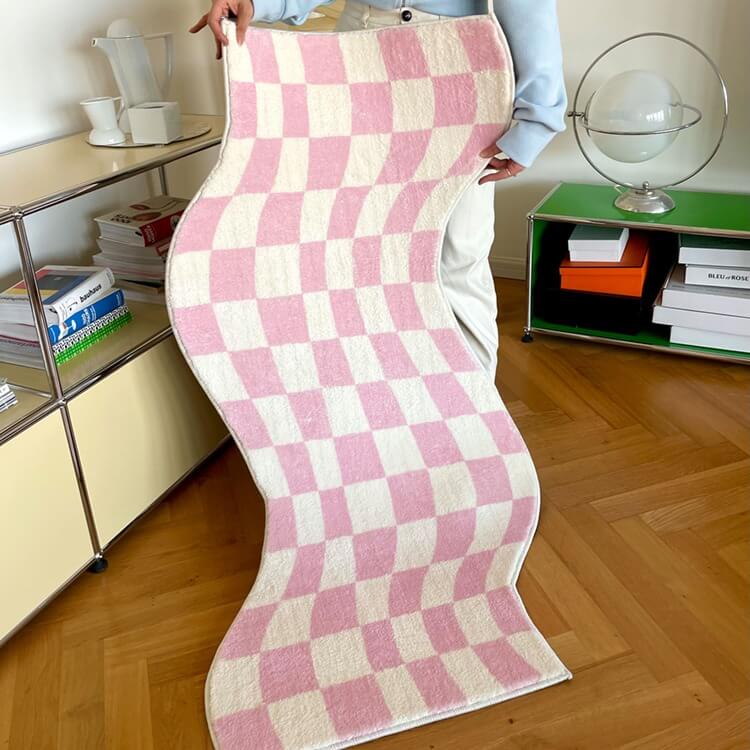 Roomtery Curvy Edge Pastel Checker Rug
