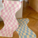 Roomtery Curvy Edge Pastel Checker Rug, view 5