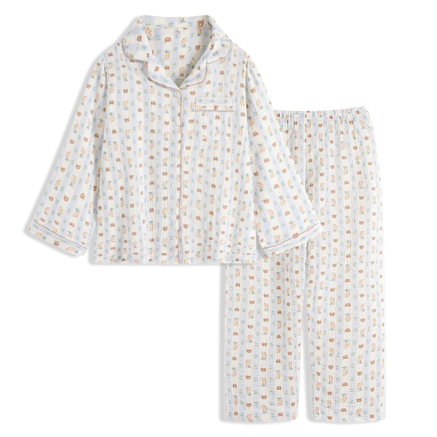 Roomtery Cute Bear Print Long-Sleeve Pajama Set