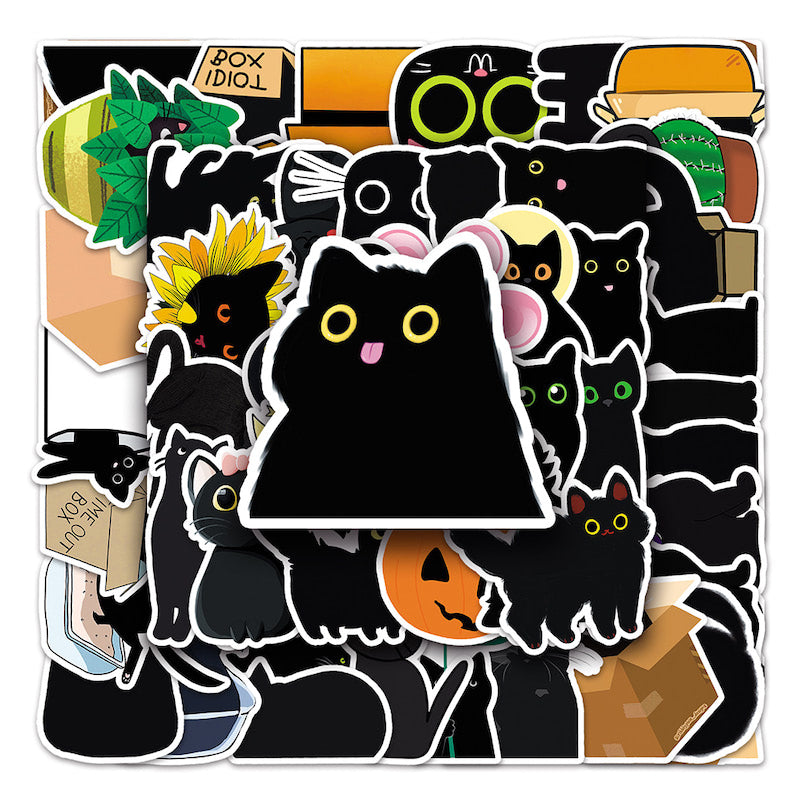 Roomtery Cute Black Cat Sticker Pack