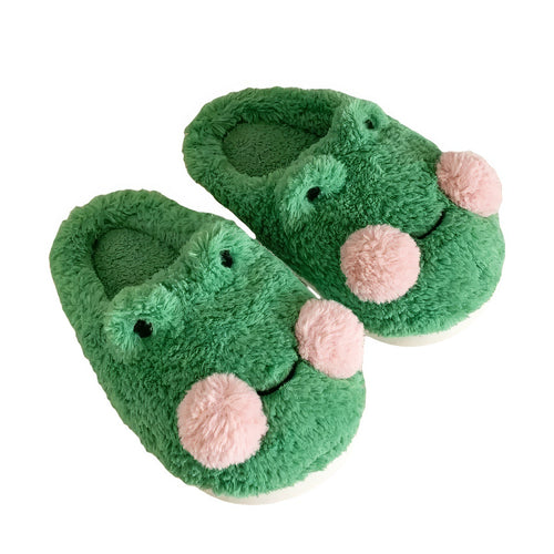 Roomtery Cute Cartoon Frog Plush Slippers