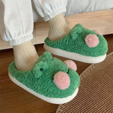 Roomtery Cute Cartoon Frog Plush Slippers, view 4