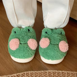 Roomtery Cute Cartoon Frog Plush Slippers, view 5