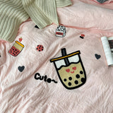 Roomtery Cute Embroidered Bubble Tea Bedding Set, view 2