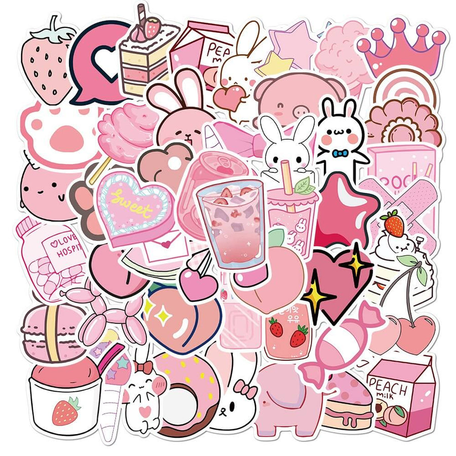 Roomtery Cute Pastel Pink Sticker Pack