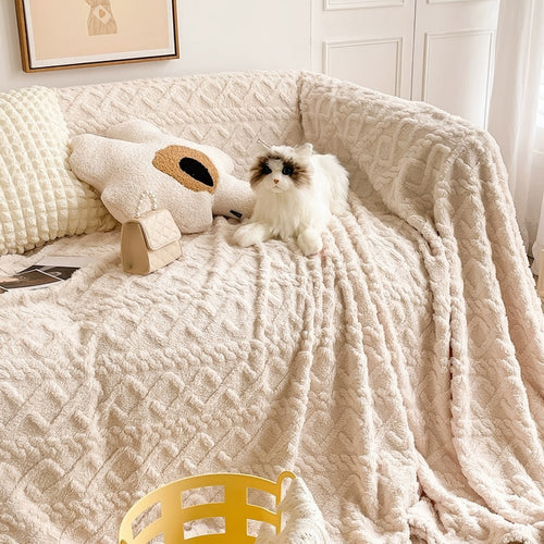 Roomtery Diamond-Grid Plush Throw Blanket